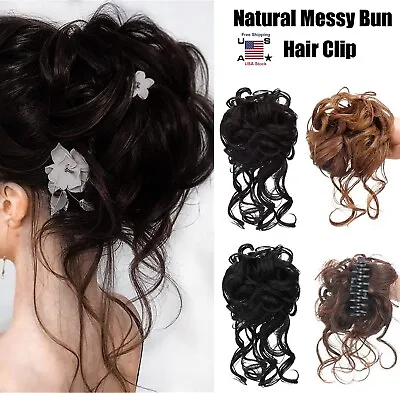$7.91 • Buy THICK Messy Bun Hair Piece Scrunchie Updo Real Hair Extensions As Human Hair USA