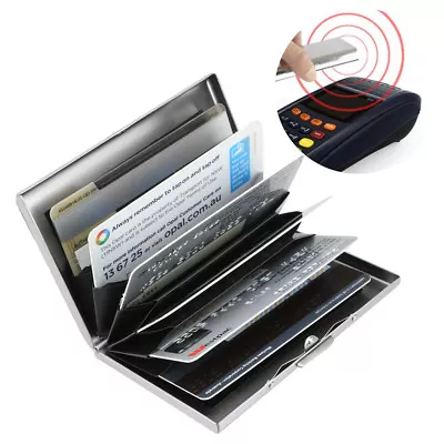 RFID Blocking Wallet ID Credit Card Holder Stainless Steel Slim Protector Purse • $6.94