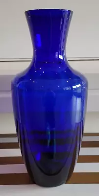 16 Inch Cobalt Blue Pilgrim Glass Vase Solid Design • $55