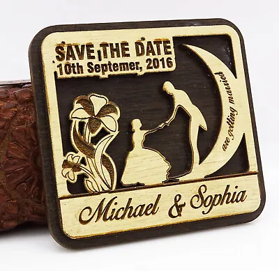 $81.39 • Buy 20 Save The Date Wooden Magnet Custom Engraved Wooden Magnet Rustic-31D