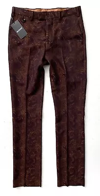 Murano Dress Pants Slacks Burgundy Paisley Evan Extra Slim Fit Nwt  29 X 32 • $29.74