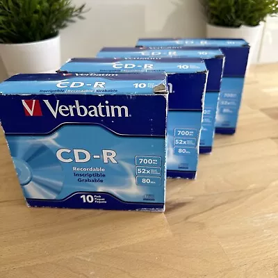 Verbatim CD-R 80 Min 700MB 52× Speed Blank Disc - 10 Pack X 4 (40 CDs ) • $43.78