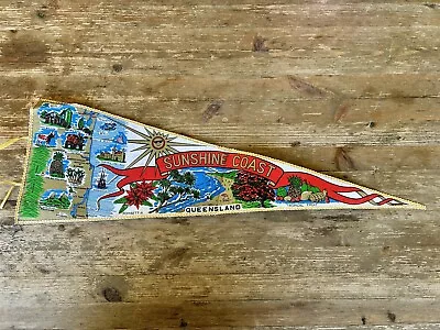 Vintage Caravan Travel Flag Pennant Sunshine Coast Queensland • $30