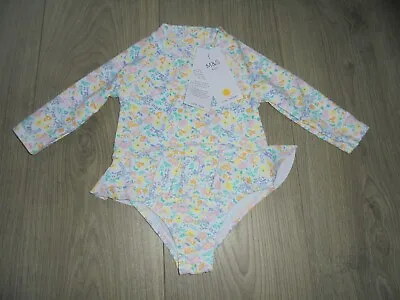 M&s Marks & Spencer Long Sleeve Sun Safe Baby Swimming Costume Age 3-6 Months • £6.99