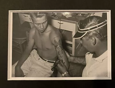 Darwin   Huck   Spaulding (1928-2013) Tattooed Marine Vintage Tattoo Photo Circa 1960 • $1276.38
