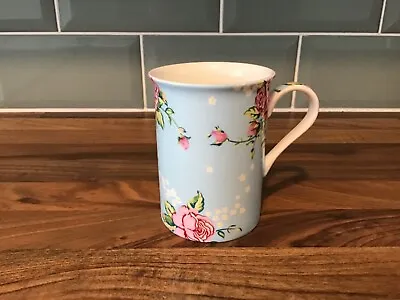 £0.99 • Buy Heron Cross Pottery Floral Mug Blue With Pink Roses. Excellent Condition 