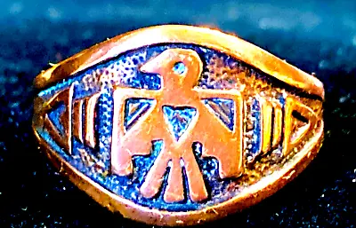Vintage Copper Thunderbird Ring Size 7.75 Native American Design Ring • $45