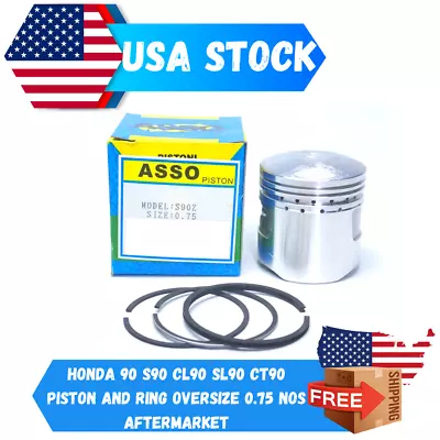 Honda 90 S90 CL90 SL90 CT90 ATC90 Piston And Rings Oversize 0.75 Dia 50.75mm NOS • $38.50