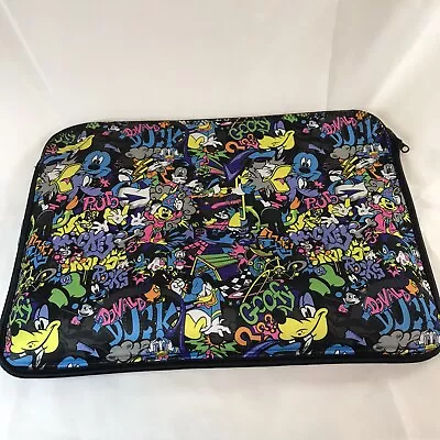 Disney Mickey Mouse Reversible Laptop Computer Sleeve Zip Case Neon & Retro C3 • $16.50