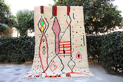 Colorful Moroccan Rug 5x8 Beni Ourain Berber Rug Pink Moroccan Handmade Wool Rug • $420