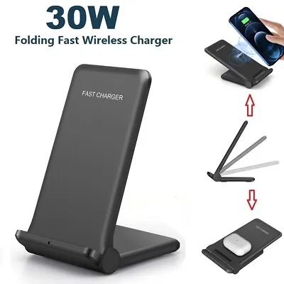 £13.59 • Buy 30W  Fast Wireless Charger Dock Stand Foldable For Apple AirPod IPhone Samsung