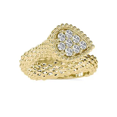 Diamond Accent Serpent Snake Ring In 14K Yellow Gold Vintage Inspired Ring • $2285