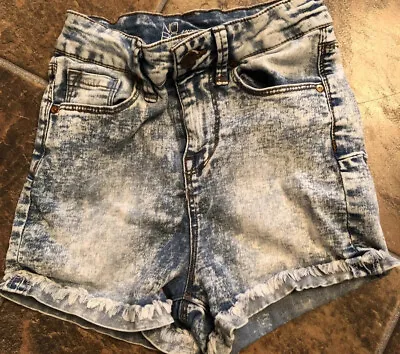 NOBO Women’s Size 1 Jean Shorts High Waisted Acid Wash Denim Distressed NWOT • £7.91