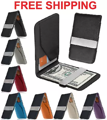 Slim Mens Wallet Money Clip PU Leather RFID Blocking Bifold Credit Card Holder • $9.89