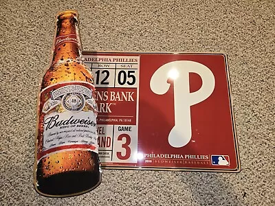 Vintage 2010 Philadelphia Phillies Budweiser Bud Baseball Tin Metal Sign29x30 • $125