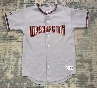 Washington Nationals  MLB Baseball Gray Majestic Youth Size Large Jersey • $48.99