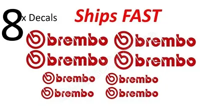 8 X Brembo Caliper Decal Red Sticker - Heat Resistant - Free Shipping • $12.39