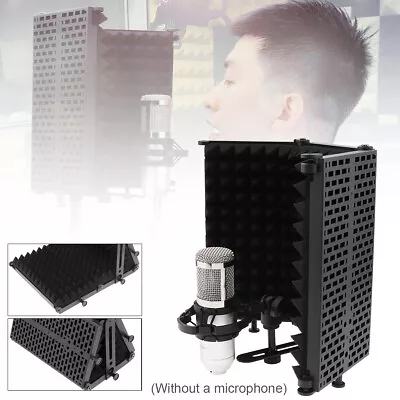 Folding Foam Studio Microphone Isolation Shield Recording Sound Absorber 3 Panel • $28.49