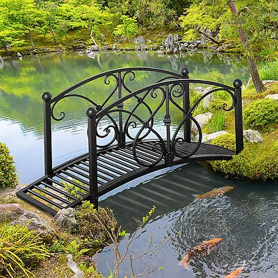 Decorative Garden Bridge Classic Footbridge W/ Safety Rails For Creek Stream • £74.99