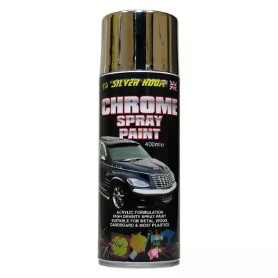 Chrome Effect Silver Spray Paint Mirror Finish Car Metal Wood Cardboard Plastic • £8.29