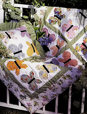 Butterfly Dance Quilt & Pillow    -------      Scrap Vintage Quilt Patterns • $5.99