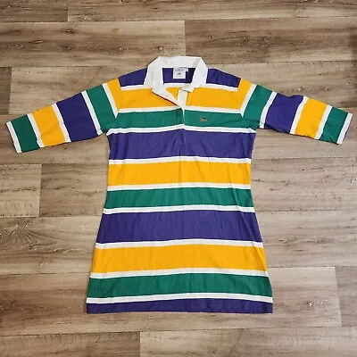 Vintage Perlis Crawfish Mardi Gras Rugby Style Womens XL Striped Polo Dress • $79.99