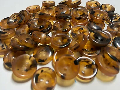 Thick Italian Poly Tortoise Shell DISH Button Dk Org/Brown 15 18 23 30mm 2h  • $3.99