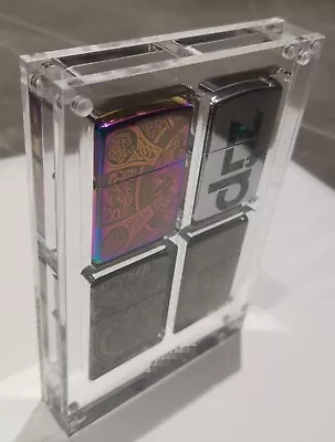 4 Grids Crystal Acrylic Magnetic Display Frame Storage Case For Zippo Lighters • $67.43