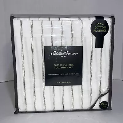 Eddie Bauer Home Cotton Flannel Full Size Sheet Set Brand New In Package White • $60