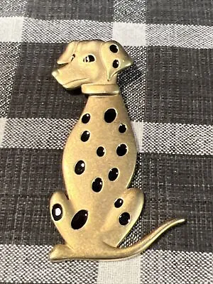 Vintage Dalmation Brooch Pin Brushed Gold Tone Articulated Dog • $9.95