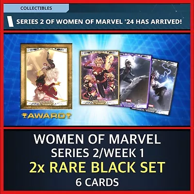 Women Of Marvel-series 2/week 2-two Rare Black Set-6 Cards-topps Marvel Collect • $1.19