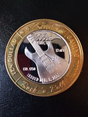$169.99 • Buy RENO HILTON  “Guitar 12/12” $10 TEN DOLLAR GAMING TOKEN .999 FINE SILVER