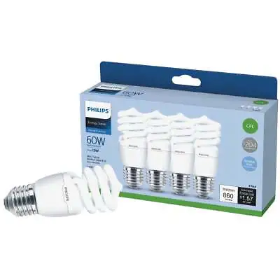 Philips Energy Saver 60W Equivalent Daylight Medium Base T2 Spiral CFL Light • $26.05