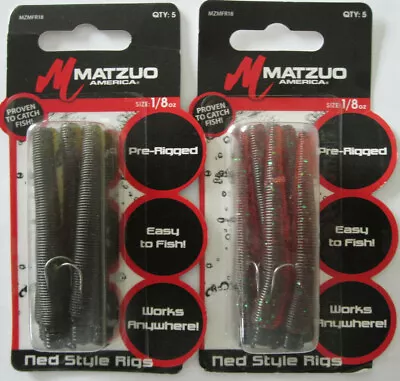 2 - MATZUO Ned Style Rigs - 5/Pk - 1/8 Oz. - Green Pumpkin & Cinnamon Green • $7.19