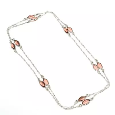 Madagascar Morganite Gemstone 925 Sterling Silver Gift Jewelry Necklace 36  D652 • $52.03