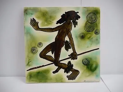 Signed Martin Boyd Hand Painted Tile Decorated With Aboriginal Elder / Australia • $175