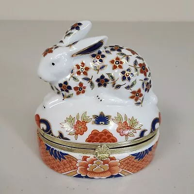 £27.03 • Buy Japanese Porcelain Bunny Rabbit Trinket Box W Hinged Lid Andrea By Sadek Japan