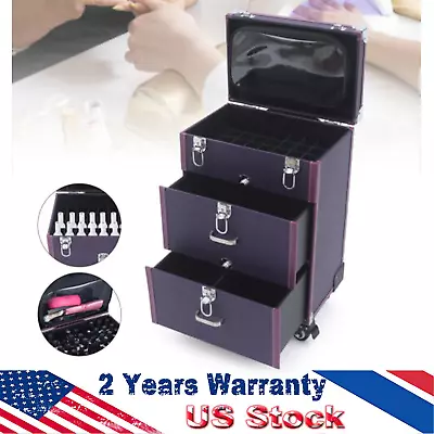 Large Rolling Cosmetic Case Makeup Trolley Rolling Makeup Case Waterproof • $66.60