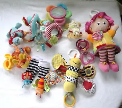 Mixed Lot Of Lamaze And Other Baby Toys Rattles Sensory Crinkly Doll • £11.99