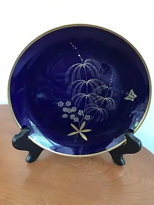 Vintage Echt Cobalt Blue China Germany Handarbeit Plate Butterfly • $18.95