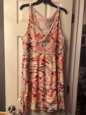 Women’s BCBG Maxazria Dress  Size Xl Cream Floral Print Sheer Dress Pre-owned • $19.99