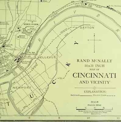 1920s Vintage CINCINNATI Ohio Map Antique Cincinnati Suburban Map Wall Art Decor • $22.95