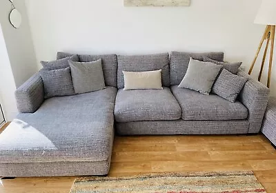Large Grey Chaise Sofa DFS Plus Matching Storage Footstool • £40.87