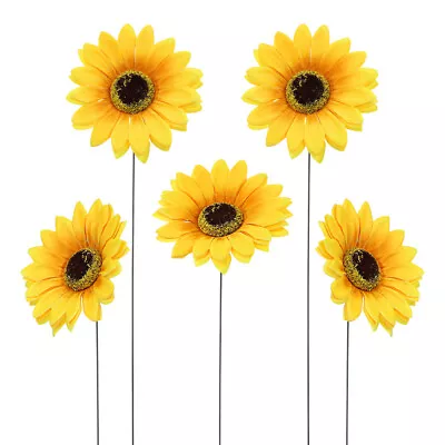 5Pcs Sunflower Garden Stakes Decor Yard Outdoor Metal Flower Sticks Ornaments • £7.85