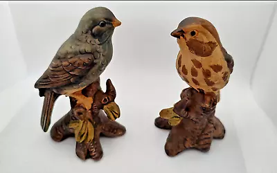 2 - Vintage UCTCI Bisque Porcelain Birds Grey - Brown 3 3/4  Tall • $14