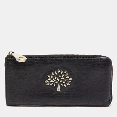 Mulberry Black Textured Leather Mila Zip Around Wallet • $101.85