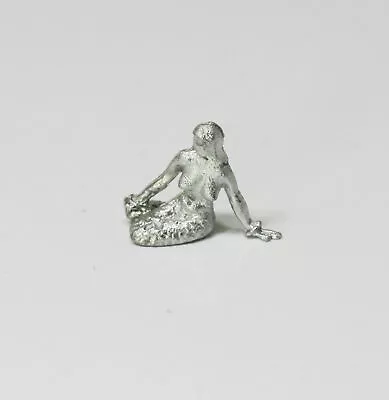 Dollhouse Miniature Seated Mermaid Statue In Silver Metal • $4.99