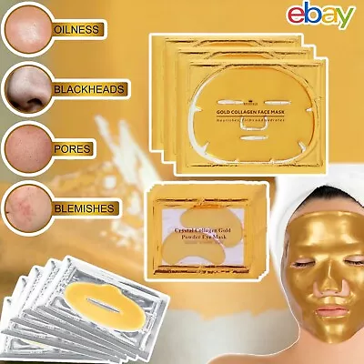 Collagen 24k Gold Eye Face Lip Mask Gel Face Anti Aging Wrinkle Crystal  10 Pair • £3.70