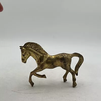 Vintage Solid Brass Metal Horse Pony Equestrian 7  Figure Figurine Statue • $18.95