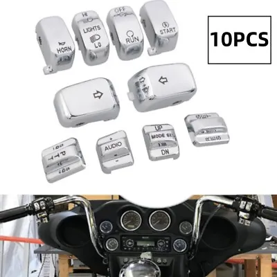 10 Pcs Hand Control Switch Housing Button Cover Cap Kit For Harley 96-13 Chrome • $13.27